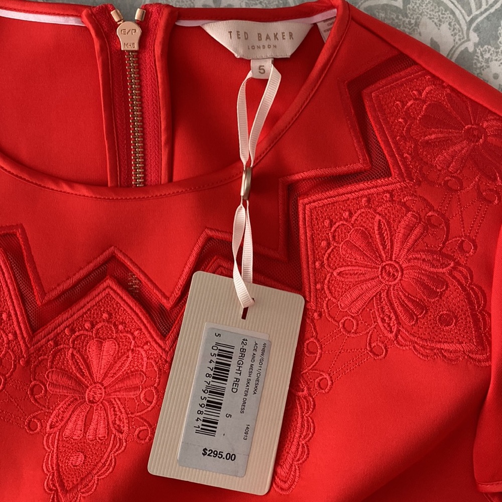 Coral Ted Baker Chesska Dress Size 5 (12) NWT - Picture 9 of 10